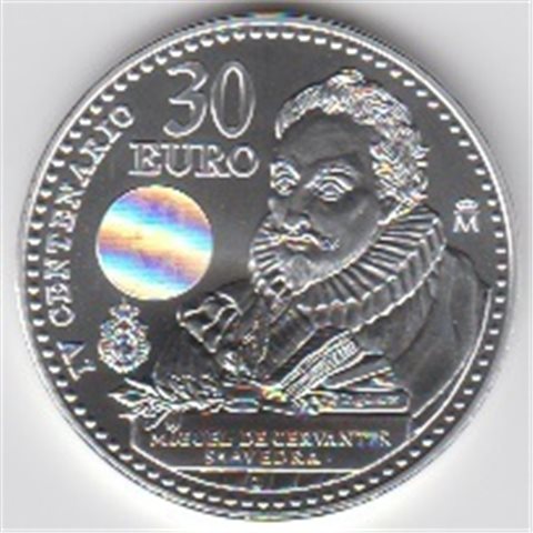 2016. Moneda 30 euros "Cervantes"