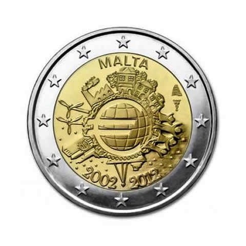 2012. 2 Euros Malta "X Aniversario"