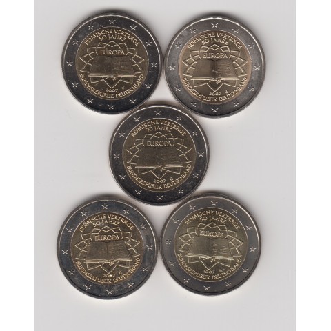 2007. 2 Euros Alemania "Tratado de Roma" 5 cecas