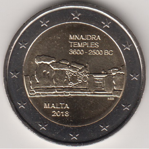 2018. 2 Euros Malta "Templo Mnajdra"