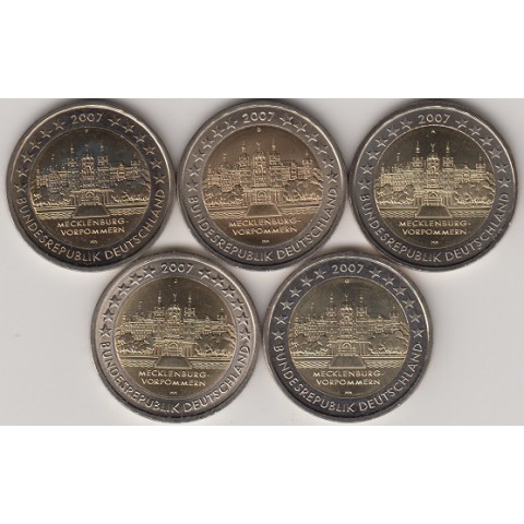 2007. 2 Euros Alemania "Mecklenburg-Pomerania oeste" 5 cecas