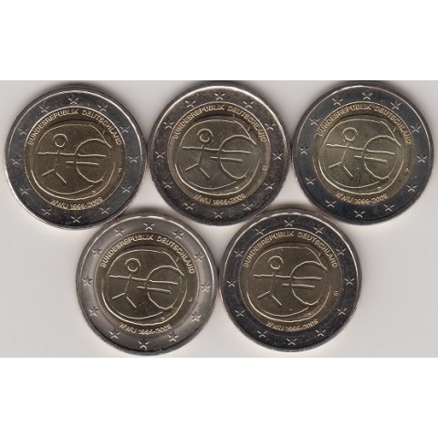 2009. 2 Euros Alemania "EMU" 5 cecas