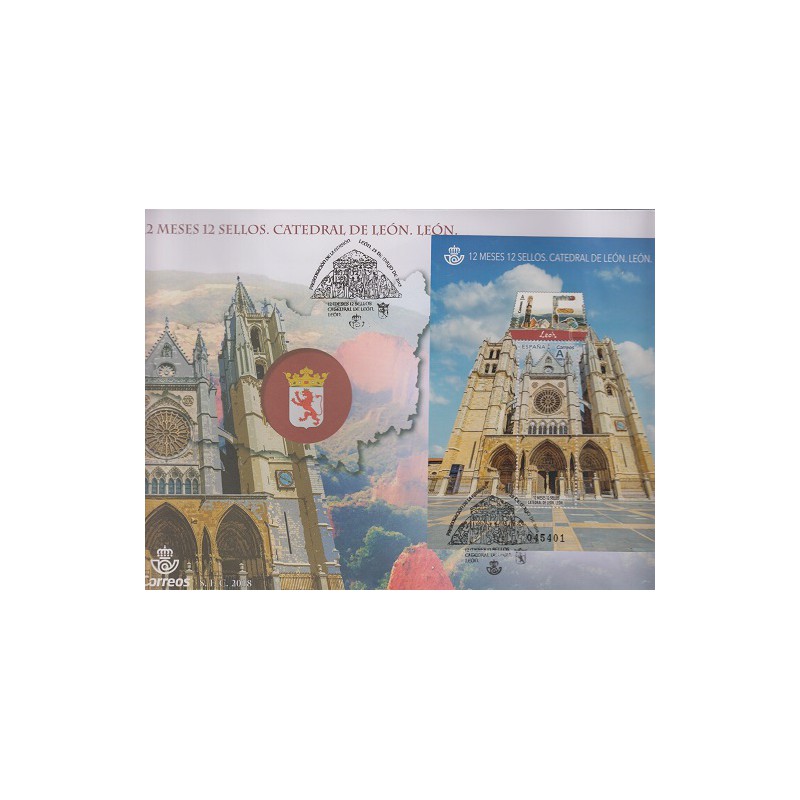 2018. Sobre Matasellos León, 12 meses 12 sellos. Catedral. Presentación