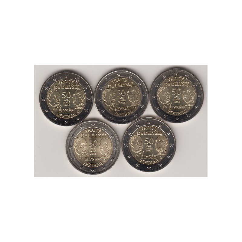 2013. 2 Euros Alemania "Tratado Eliseo" 5 cecas