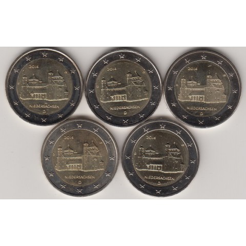 2014. 2 Euros Alemania "Baja Sajonia" 5 cecas