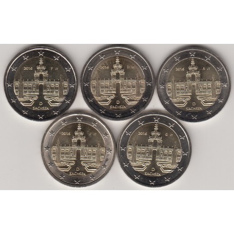 2016. 2 Euros Alemania "Sajonia" 5 cecas