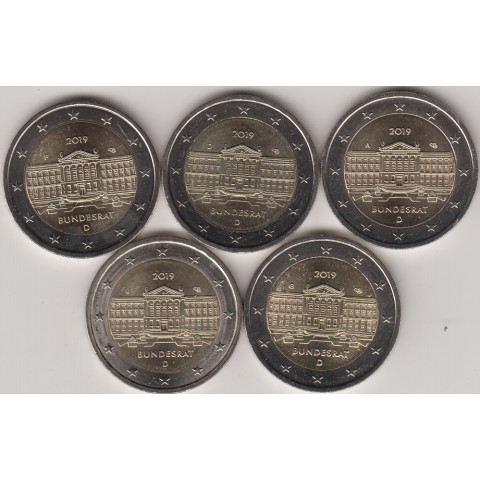 2019. 2 euros Alemania "Bundesrat" 5 cecas