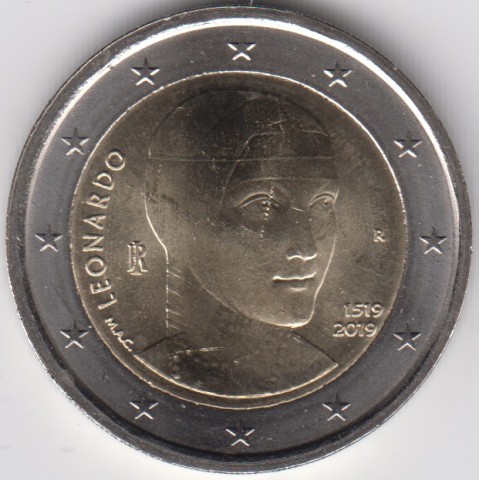 2019. 2 Euros Italia "Leonardo da Vinci"