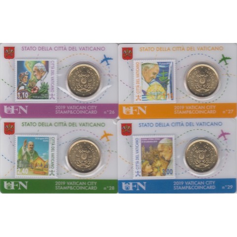 2019. Stamp&Coin Card Vaticano nº26-29