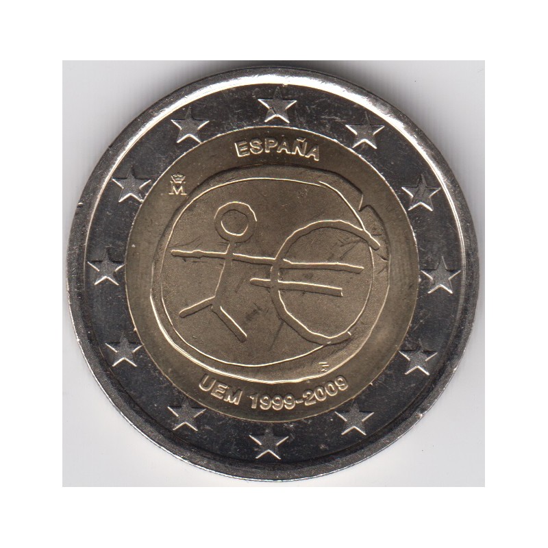2009. 2 Euros España "EMU" Estrellas grandes