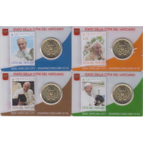 2020. Stamp&Coin Card Vaticano nº32-35