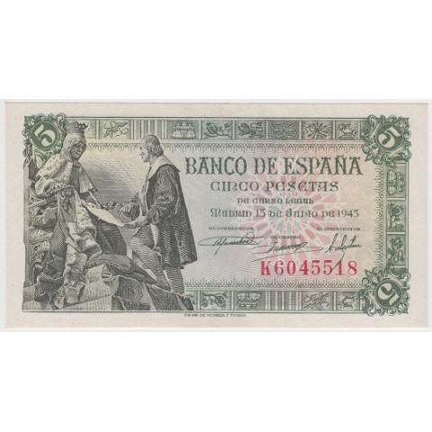 1945. 5 Ptas Capitulaciones Santa Fe