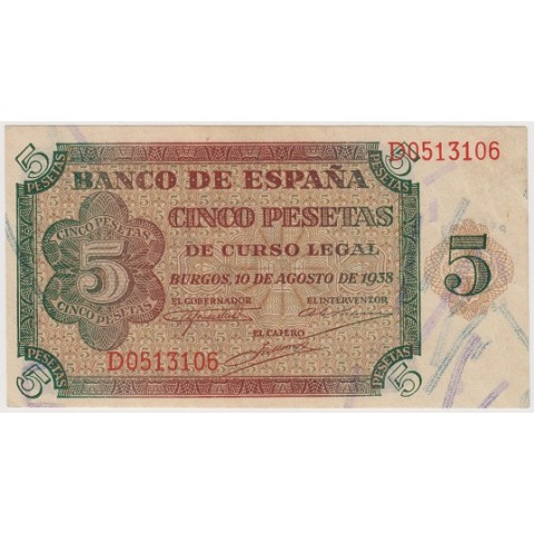 1938. 5 Ptas Burgos