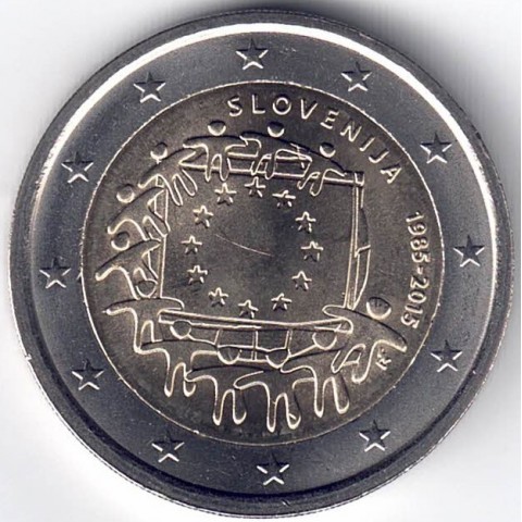2015. 2 Euros Eslovenia "Bandera"