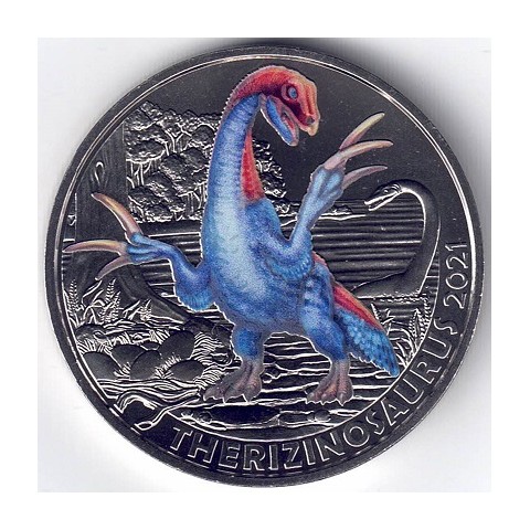 2021. Moneda 3 euros Austria. Therizinosaurus