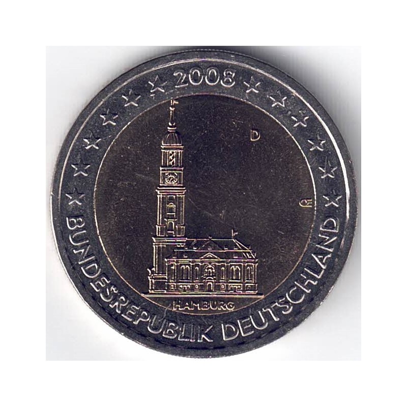 2008. 2 Euros Alemania A-Berlín "Hamburgo"