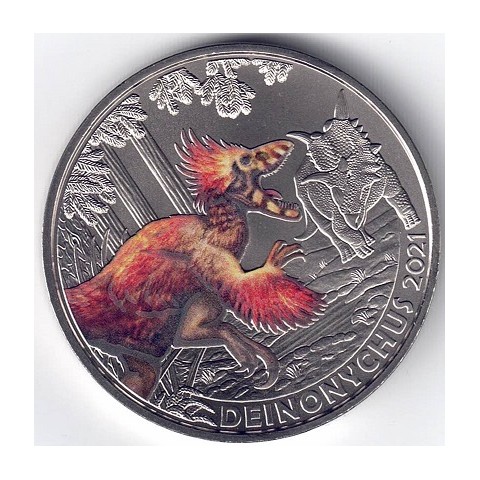 2021. Moneda 3 euros Austria. Deinonychus