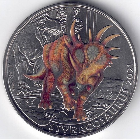 2021. Moneda 3 euros Austria. Styracosaurus
