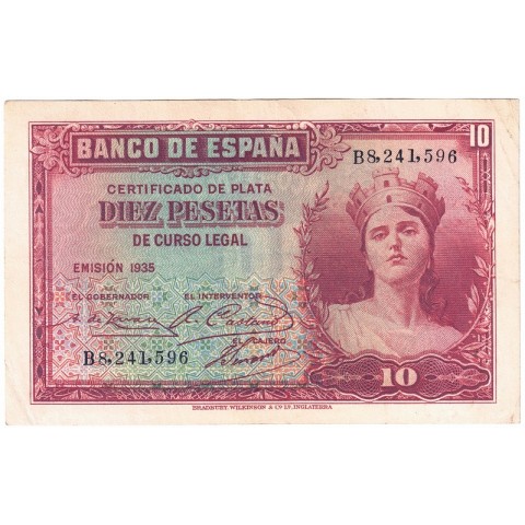 1935. 10 Ptas Certificado plata