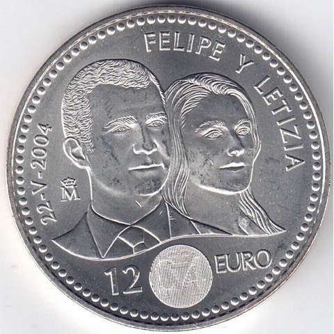 2004. Moneda 12 euros "Boda Príncipes"