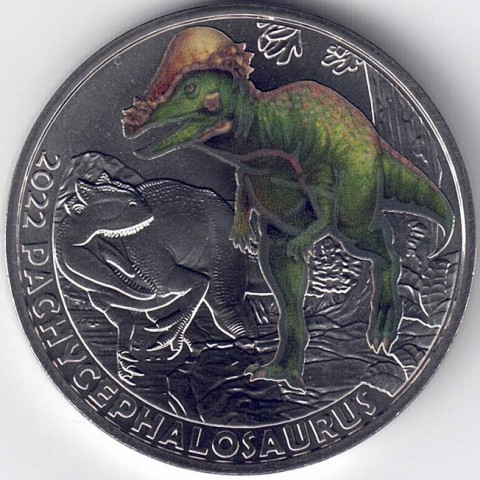 2022. Moneda 3 euros Austria. Pachycephalosaurus