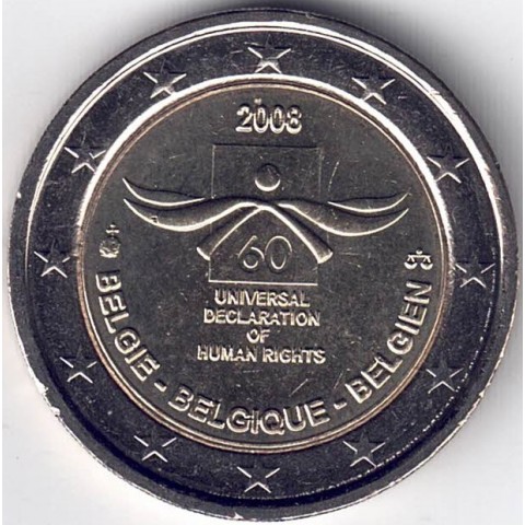 2008. 2 Euros Bélgica "Derechos Humanos"