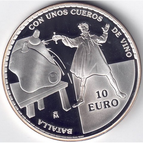 2005. IV Centenario publicación Quijote. 10 euros Cueros Vino