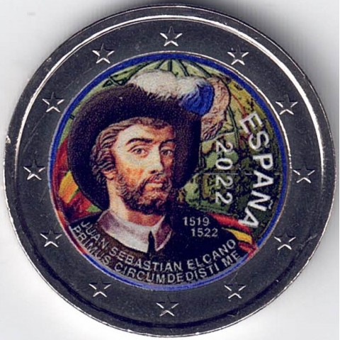 2022. 2 euros España "Elcano" color (version 3)