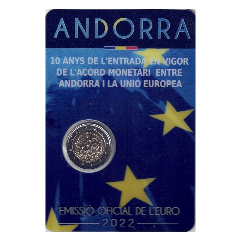 2022. 2 Euros Andorra "Acuerdo monetario"