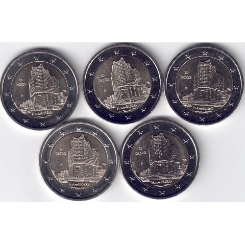2023. 2 Euros Alemania "Hamburgo" 5 cecas