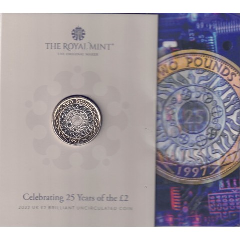 2022. Moneda Inglaterra. 2 Libras. 25 Aniversario