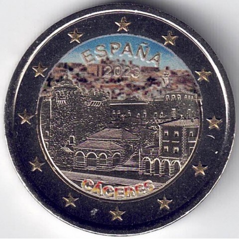2023. 2 euros España. Caceres color (version 1)