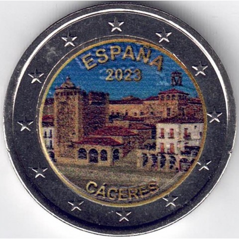 2023. 2 euros España. Caceres color (version 4)