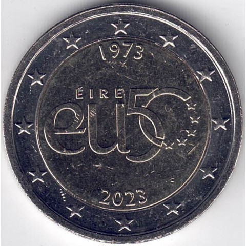 2023. 2 Euros Irlanda. 50 Aniversario adhesion UE