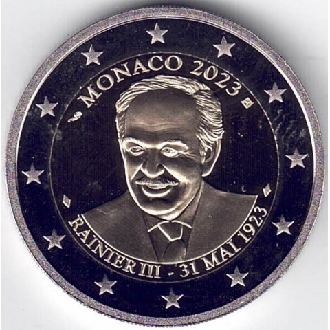 2023. 2 Euros Monaco. Rainiero III