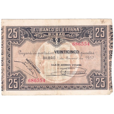 1937. 25 Ptas Banco España (Bilbao)