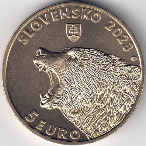 2023. 5 Euros Eslovaquia. Oso