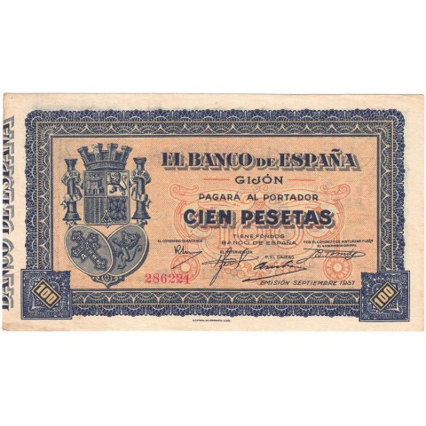 1937. 100 Ptas Banco España (Gijón)