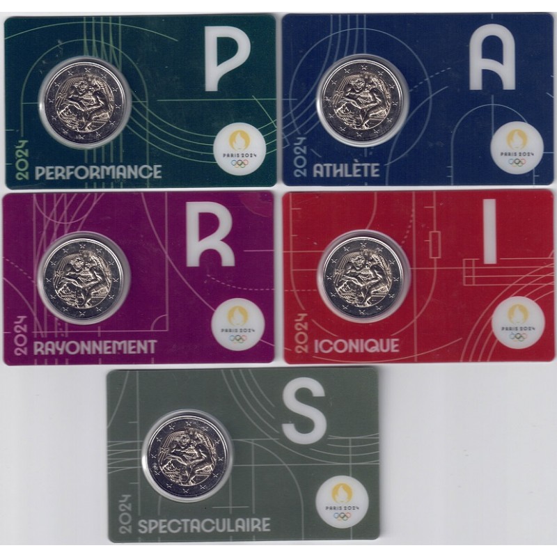2024. 2 euros Francia. Olimpiada 5 modelos
