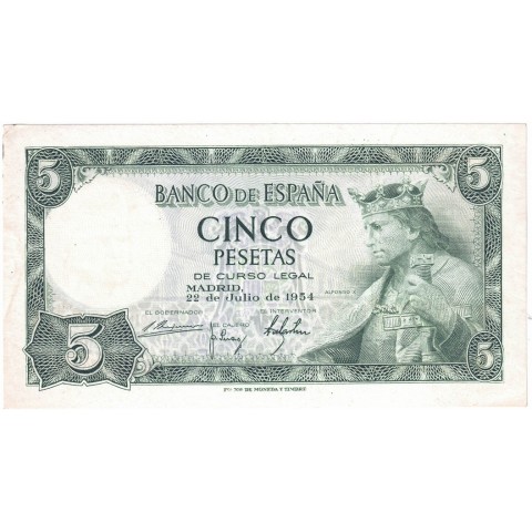1954. 5 Ptas Alfonso X