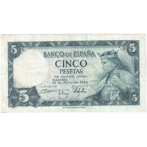 1954. 5 Ptas Alfonso X