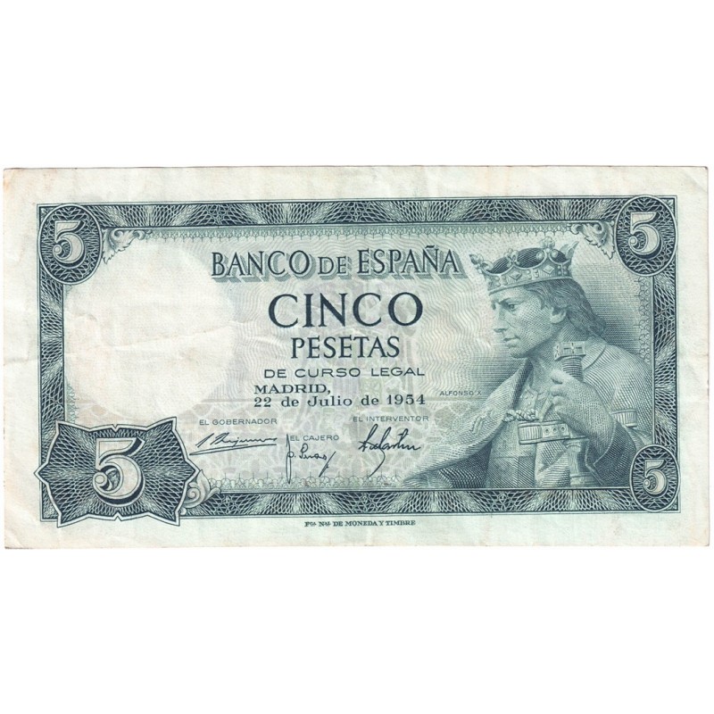 1954. 5 Ptas Alfonso X