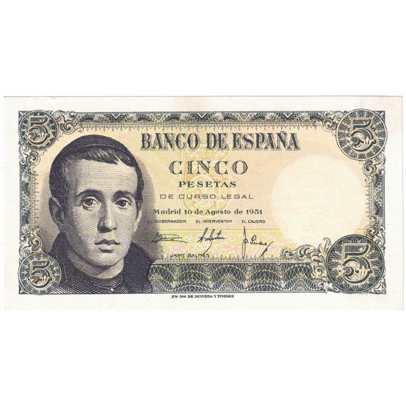 1951. 5 Ptas Jaime Balmes