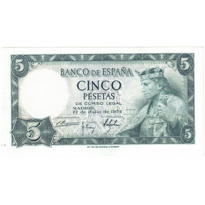 1954. 5 Ptas Alfonso X