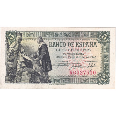 1945. 5 Ptas Capitulaciones Santa Fe
