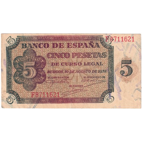 1938. 5 Ptas Burgos