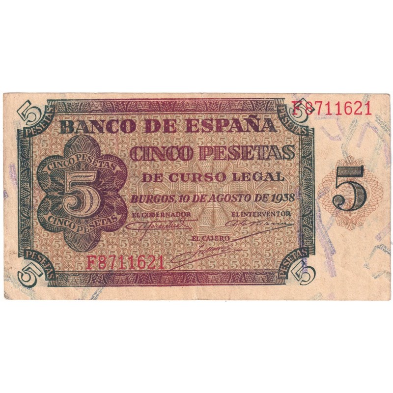 1938. 5 Ptas Burgos
