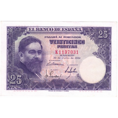 1954. 25 Ptas Isaac Albéniz