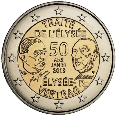 2013. 2 Euros Francia "Tratado Elíseo"