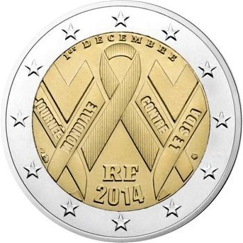 2014. 2 Euros Francia "Sida"